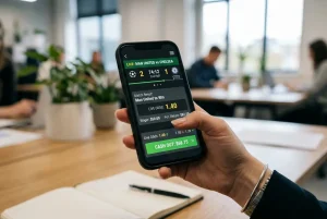Cashout knop met live quote op een sportsbook voor Ethereum wedden